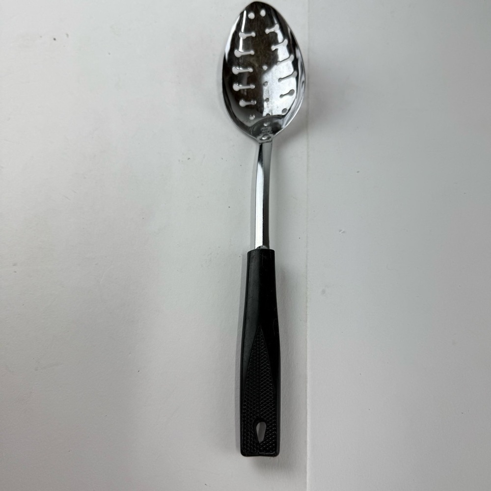 Vintage Ekco Stainless Steel Slotted Spoon Plastic Handle Kitchen Serving